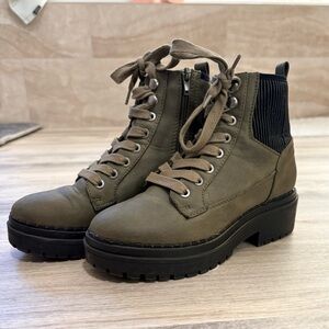 Indigo Khaki Lace-Up Combat Boots